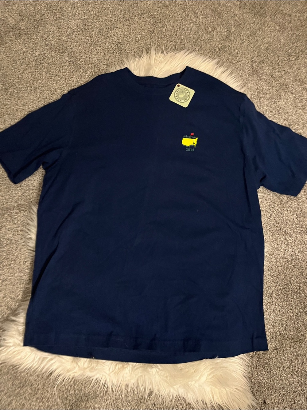 Masters Navy Short Sleeve Tee with Yellow Map Embroidery